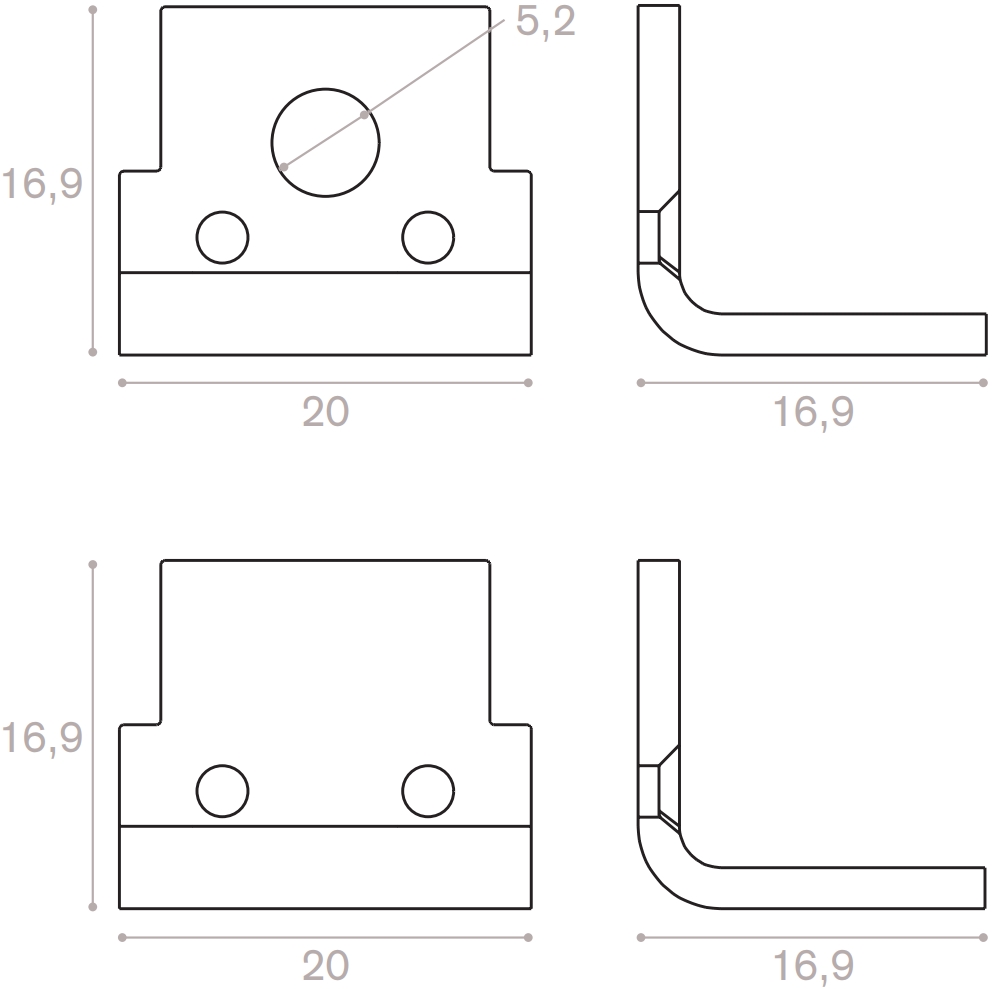 Vandal-proof end cap kit for C profile with square cover